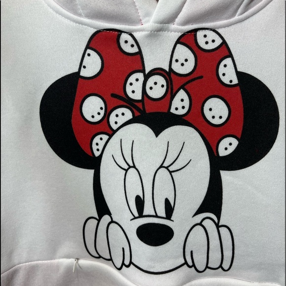 VICABO MINNIE MOUSE GRAPHIC WHITE LONG SLEEVE HOODIE SWEATSHIRT - Picture 2 of 14